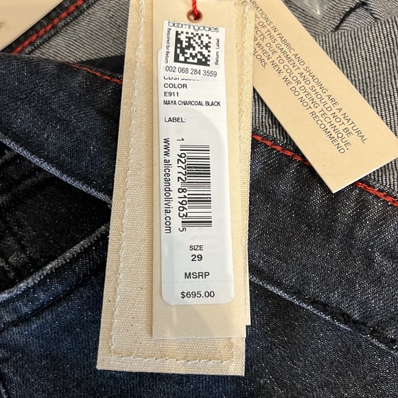 Alice & Olivia black boyfriend jeans new with tags Fringe  rhinestone size29 - Picture 5 of 12